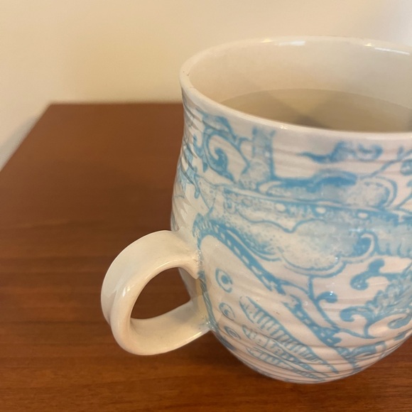 Anthropologie Homegrown Initial M Blue Floral Coffee Tea Mug Cottage Boho - Picture 4 of 5